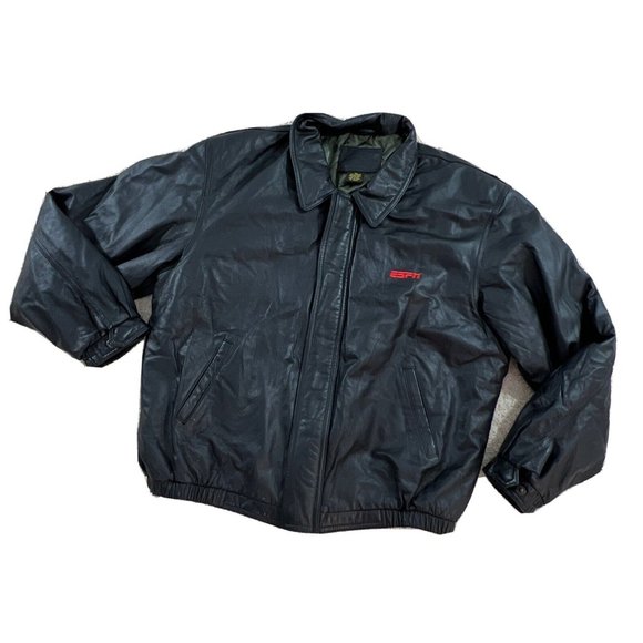 Port Authority Other - Port Authority Mens Leather Jacket XL Black Bomber ESPN